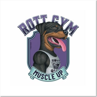 Fun Rottweiler with tank top going to Rott Gym with teal trim Posters and Art